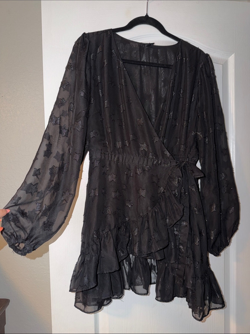 torrid Black Sheer Star-Print Wrap Tunic